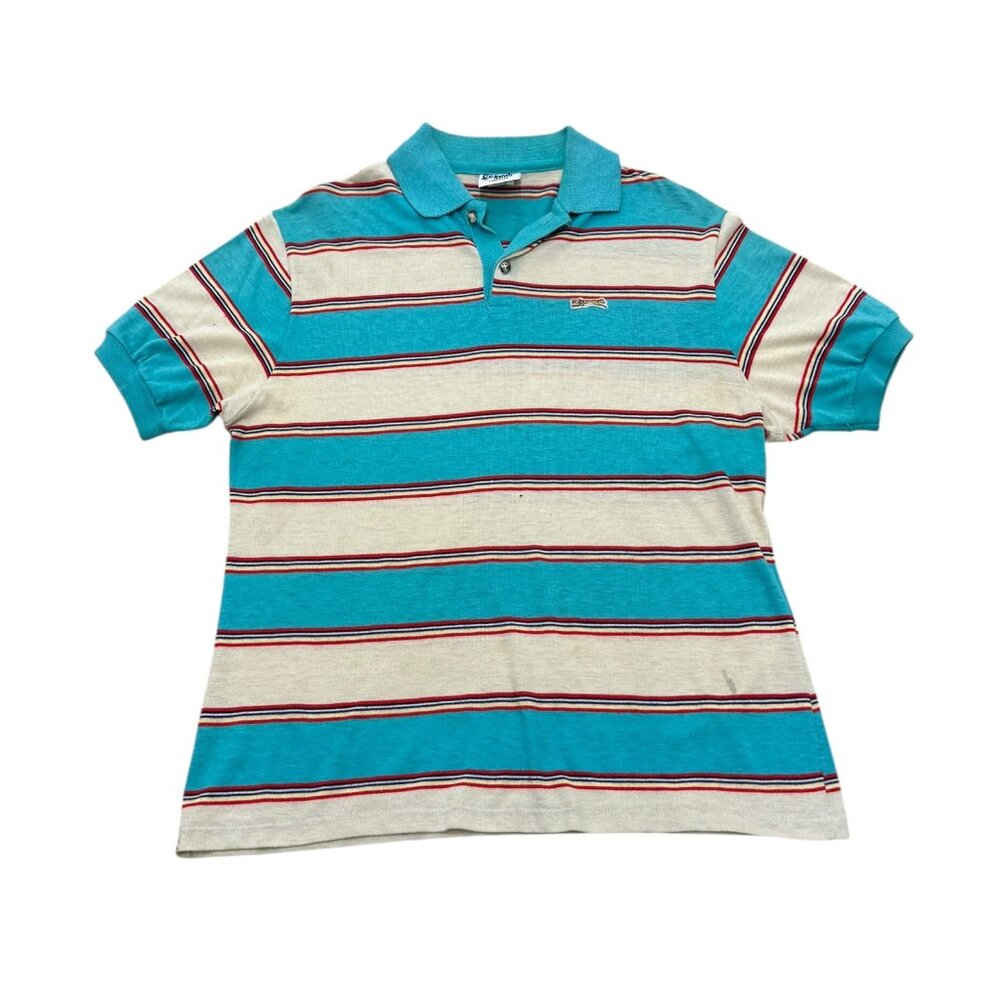 Vintage 1990s Coyote by Argo Striped Polo Single Stitch Made in USA Medium
